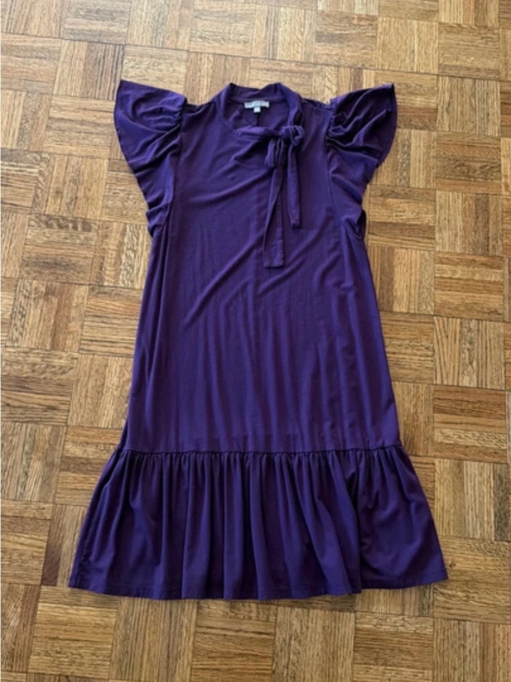 Lilla P Deep Purple Tie-Neck Top